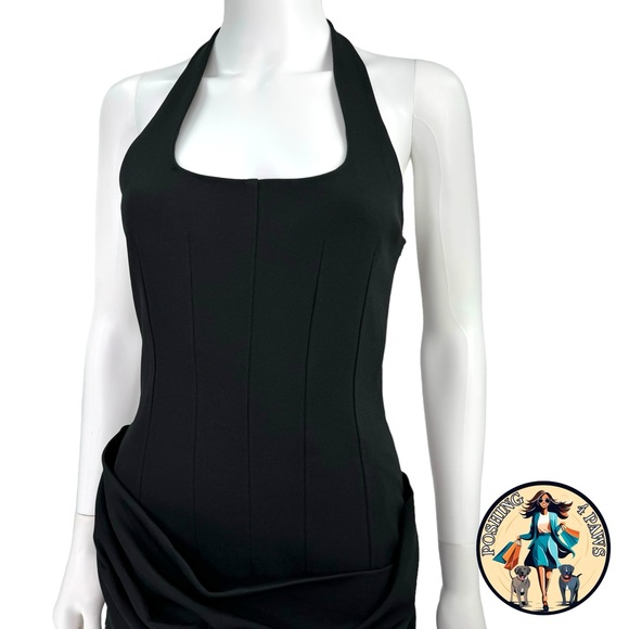 SIMKHAI Luminita Wrap Front Formal Stretch Jersey Mini Dress in Black Size 6 - Picture 9 of 14